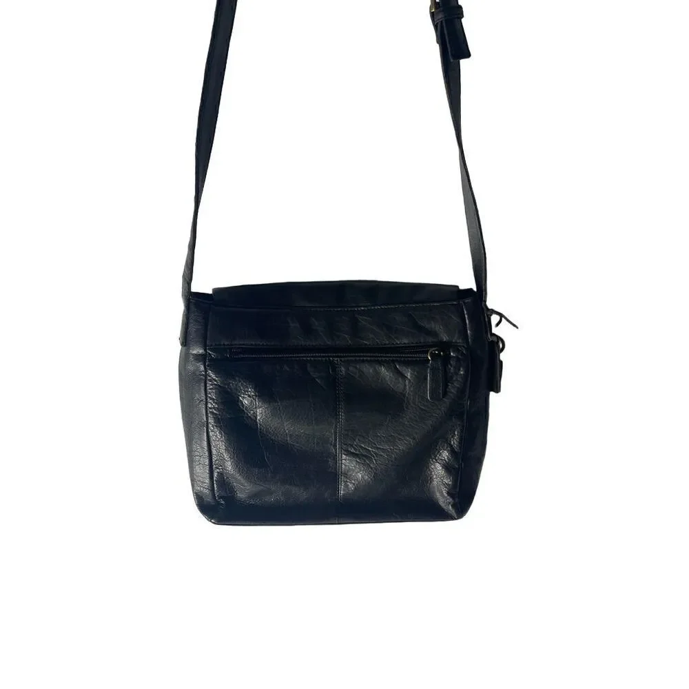 Rolfs Vintage Black Leather Cross-Body Bag